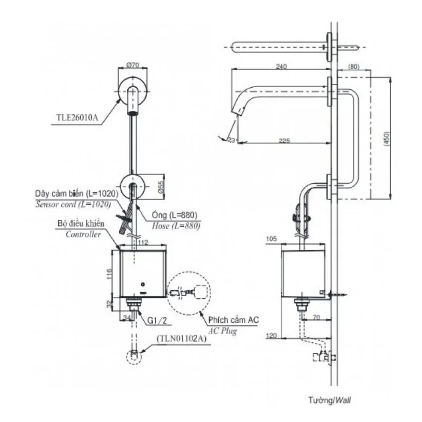 Thiết kế Sang Trọng của Vòi Lavabo TOTO TLE26010V Thiết kế Vòi Lavabo Cảm Ứng TOTO TLE26010V