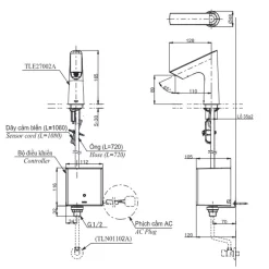 Vòi lavabo cảm ứng TOTO TLE27002A 15 Vòi lavabo cảm ứng TOTO TLE27002A