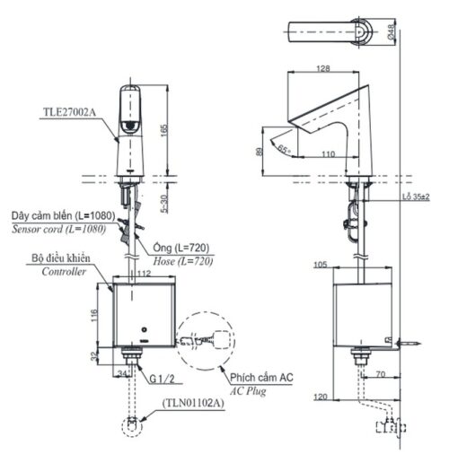 Vòi lavabo cảm ứng TOTO TLE27002A