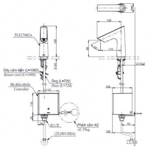 Vòi lavabo cảm ứng TOTO TLE27002A TLE03502A1 TLN01102A (nước lạnh - tái tạo năng lượng)