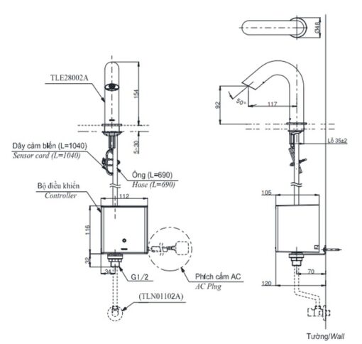 Vòi lavabo cảm ứng TOTO TLE28002A