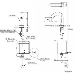 Vòi lavabo cảm ứng TOTO TLE28002A TLE01502A1 TLN01102A (nước lạnh - dùng điện) 11 Vòi lavabo cảm ứng TOTO TLE28002A TLE01502A1 TLN01102A (nước lạnh - dùng điện)