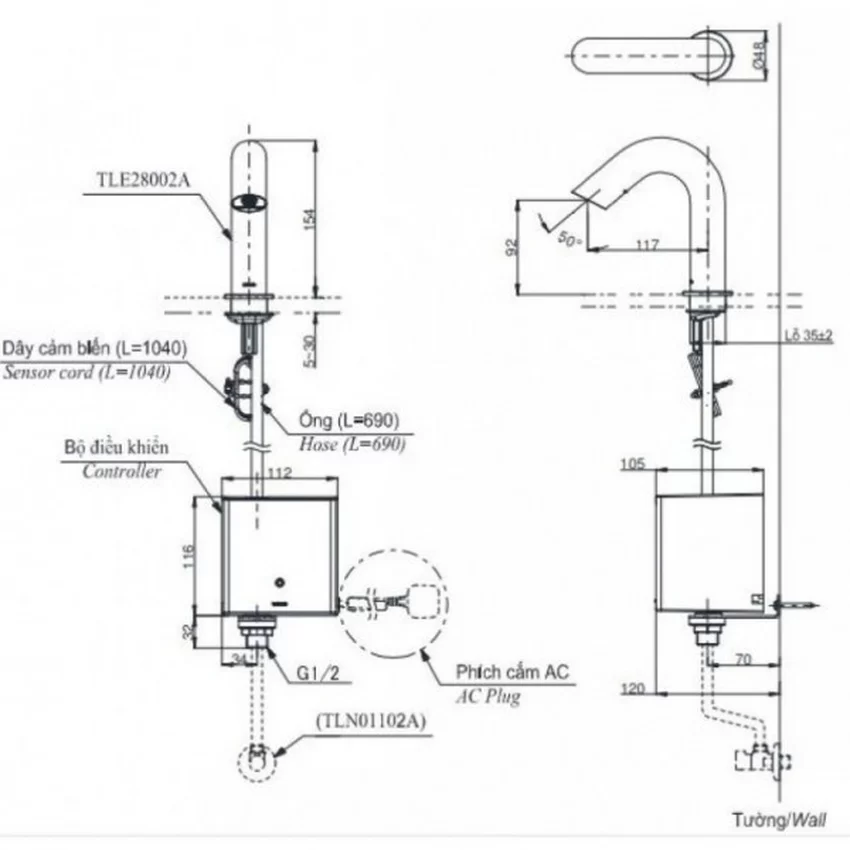 Vòi Lavabo TOTO bền đẹp và tiện nghi Vòi Lavabo Cảm Ứng TOTO TLE28002A TLE01502A1 TLN01102A