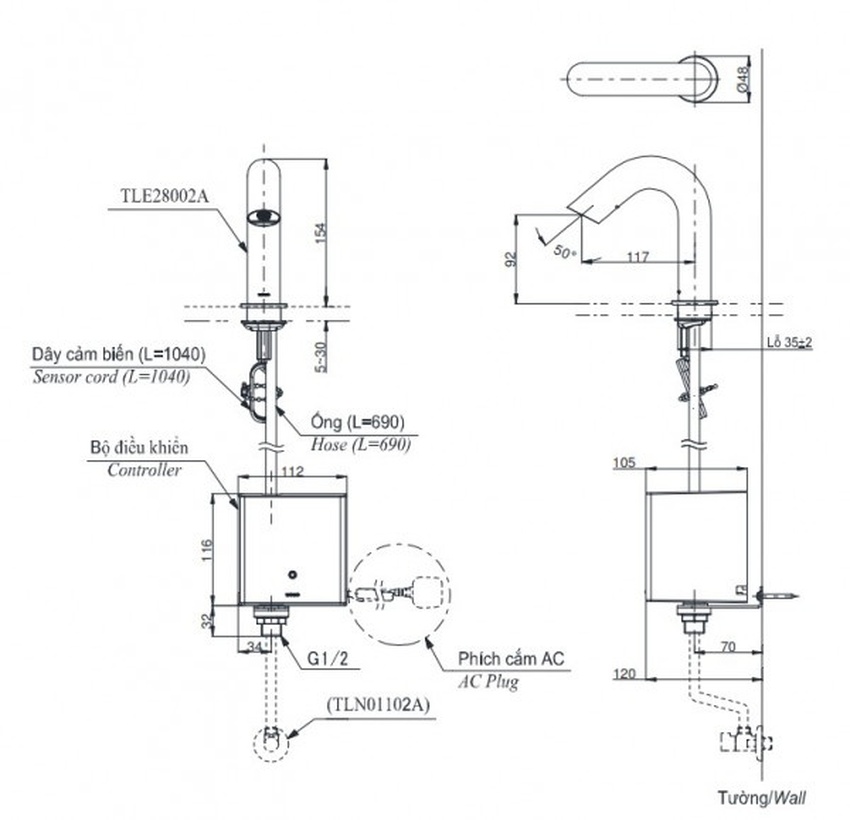 Vòi lavabo cảm ứng TOTO TLE28002A TLE03502A1 TLN01102A