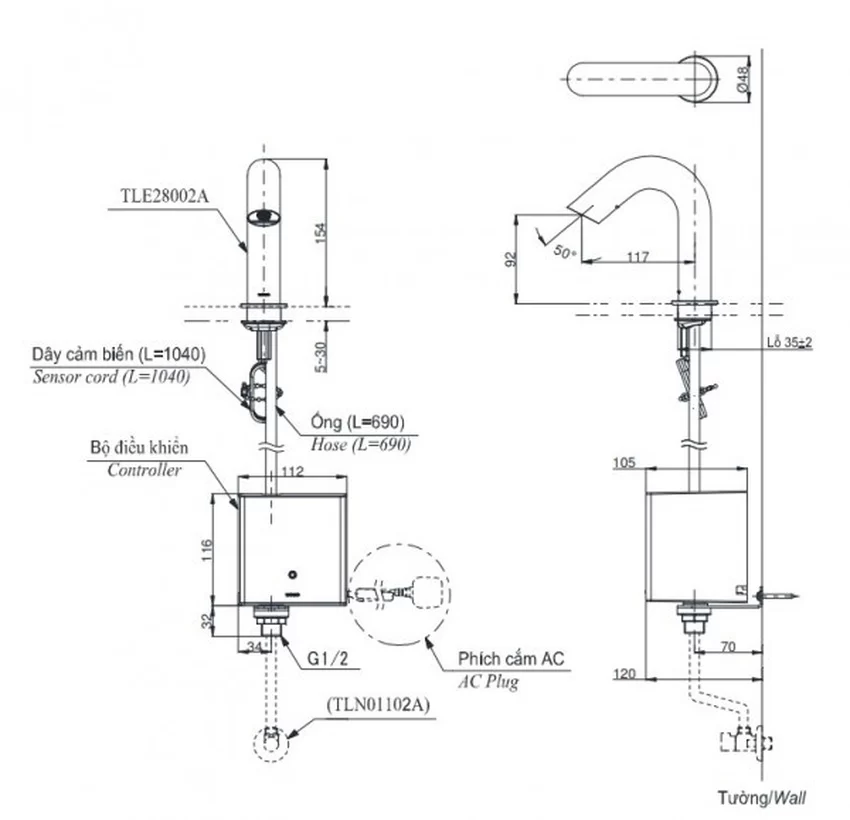 Vòi lavabo cảm ứng TOTO TLE28002A TLE03502A1 TLN01102A