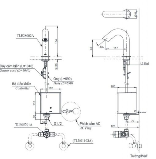 Vòi lavabo cảm ứng TOTO TLE28002A TLE03502A1 TLN01103A TLE05701A (nhiệt độ - tái tạo năng lượng)