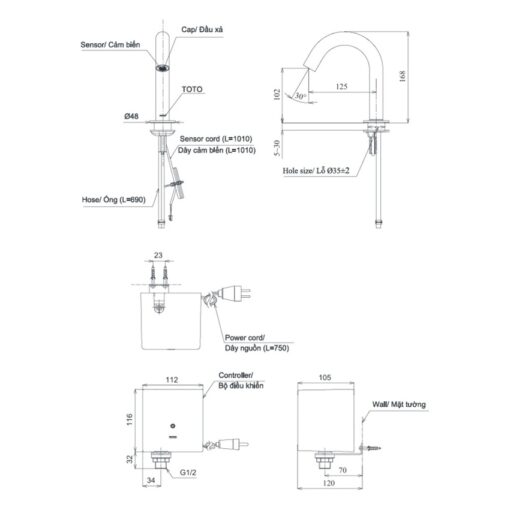 Vòi lavabo cảm ứng TOTO TLE29001V