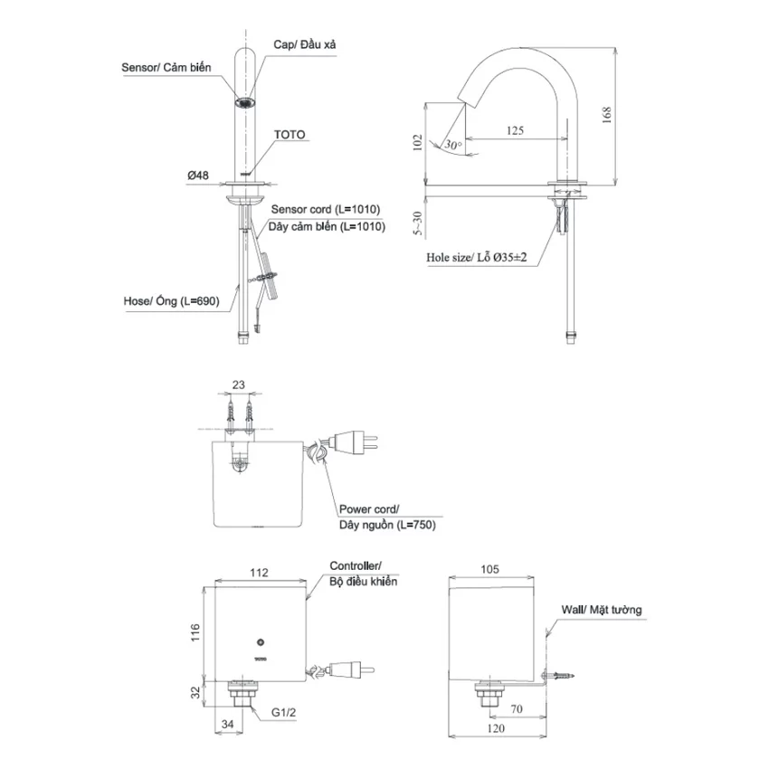 Vòi lavabo cảm ứng TOTO TLE29001V 7 Vòi Lavabo Cảm Ứng TOTO TLE29001V - SKU TLE29001V