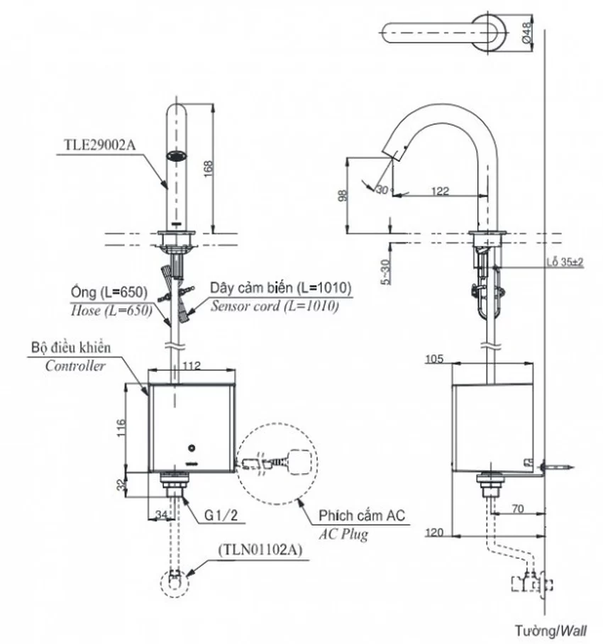 Vòi lavabo cảm ứng TOTO TLE29002A TLE04502A1 TLN01102A (nước lạnh - dùng pin) 10 Vòi lavabo cảm ứng TOTO TLE29002A TLE04502A1 TLN01102A (nước lạnh - dùng pin)