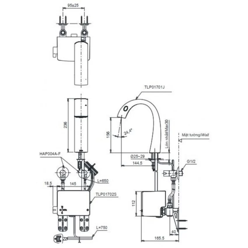 Vòi lavabo cảm ứng TOTO TLP01701J Matsu 7 Vòi lavabo cảm ứng TOTO TLP01701J Matsu