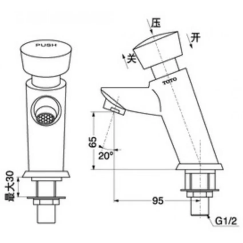 Chi tiết TOTO DL102 Chi tiết vòi lavabo lạnh bán tự động TOTO DL102