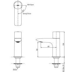 Vòi lavabo lạnh TOTO TLG04101B 22 Vòi lavabo lạnh TOTO TLG04101B