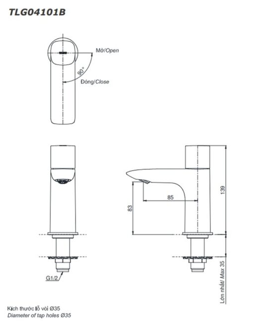 Vòi lavabo lạnh TOTO TLG04101B