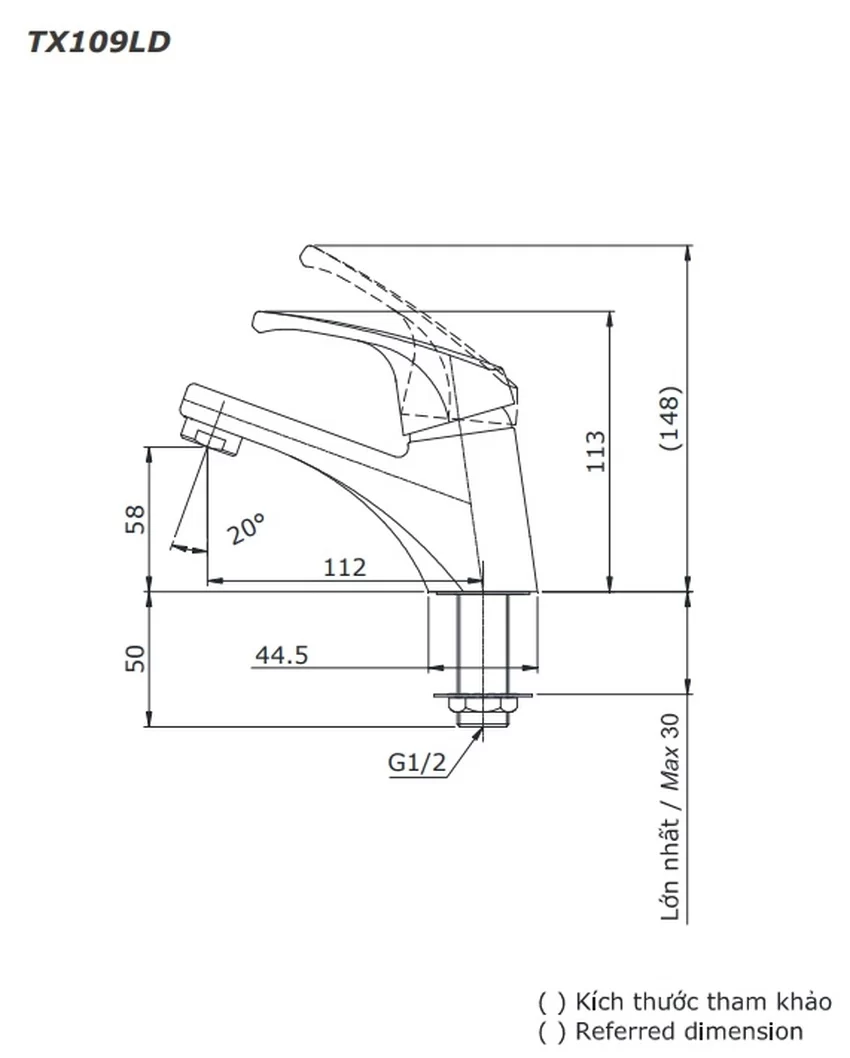 Vòi lavabo lạnh TOTO TX109LD 8 Vòi lavabo lạnh TOTO TX109LD