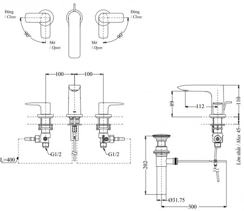 Vòi lavabo nóng lạnh GA TOTO TLG04201BB (TLG04201BA) 5 Vòi lavabo nóng lạnh GA TOTO TLG04201BB (TLG04201BA)