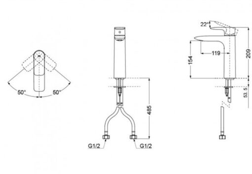 Vòi lavabo nóng lạnh GA TOTO TLG04306B
