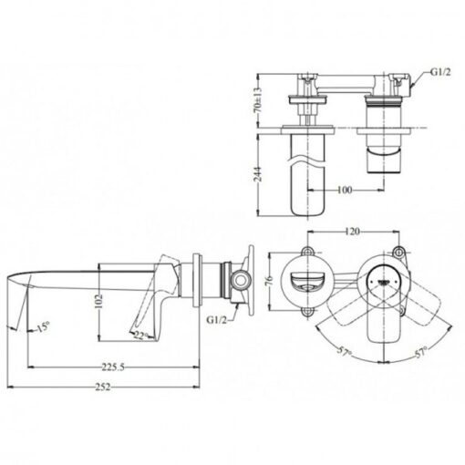 Vòi lavabo nóng lạnh gắn tường GA TOTO TLG04310BB