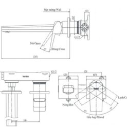 Vòi lavabo nóng lạnh gắn tường GB TOTO TLG10308BB (TLG10308B)