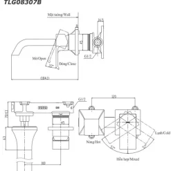 Vòi lavabo nóng lạnh gắn tường GC TOTO TLG08307BA (TLG08307B) 8 Vòi lavabo nóng lạnh gắn tường GC TOTO TLG08307BA (TLG08307B)