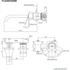 Vòi lavabo nóng lạnh gắn tường GC TOTO TLG08308BA
