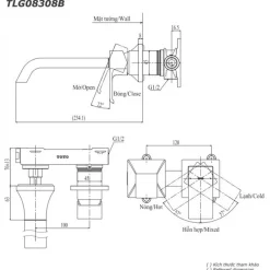 Vòi lavabo nóng lạnh gắn tường GC TOTO TLG08308BA 13 Vòi lavabo nóng lạnh gắn tường GC TOTO TLG08308BA