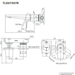 Vòi lavabo nóng lạnh gắn tường GE TOTO TLG07307BB (TLG07307B)