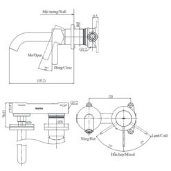 Vòi lavabo nóng lạnh gắn tường GF TOTO TLG11307BA (TLG11307B)