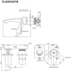 Vòi lavabo nóng lạnh gắn tường GM TOTO TLG09307BB (TLG09307B) 8 Vòi lavabo nóng lạnh gắn tường GM TOTO TLG09307BB (TLG09307B)