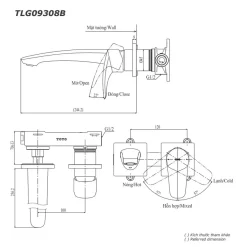 Vòi lavabo nóng lạnh gắn tường GM TOTO TLG09308BB 15 Vòi lavabo nóng lạnh gắn tường GM TOTO TLG09308BB