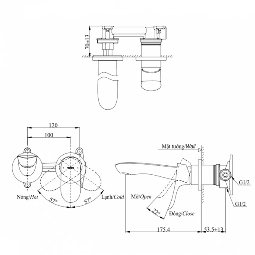 Vòi lavabo nóng lạnh gắn tường GO TOTO TLG01310BB 17 Vòi Lavabo Nóng Lạnh GO TOTO TLG01310BB - Hình 4