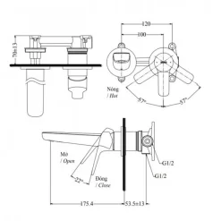 Vòi lavabo nóng lạnh gắn tường GS TOTO TLG03307BB (TLG03307B) 11 Vòi lavabo nóng lạnh gắn tường GS TOTO TLG03307BB (TLG03307B)