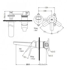 Vòi lavabo nóng lạnh gắn tường GS TOTO TLG03308BB (TLG03308B)