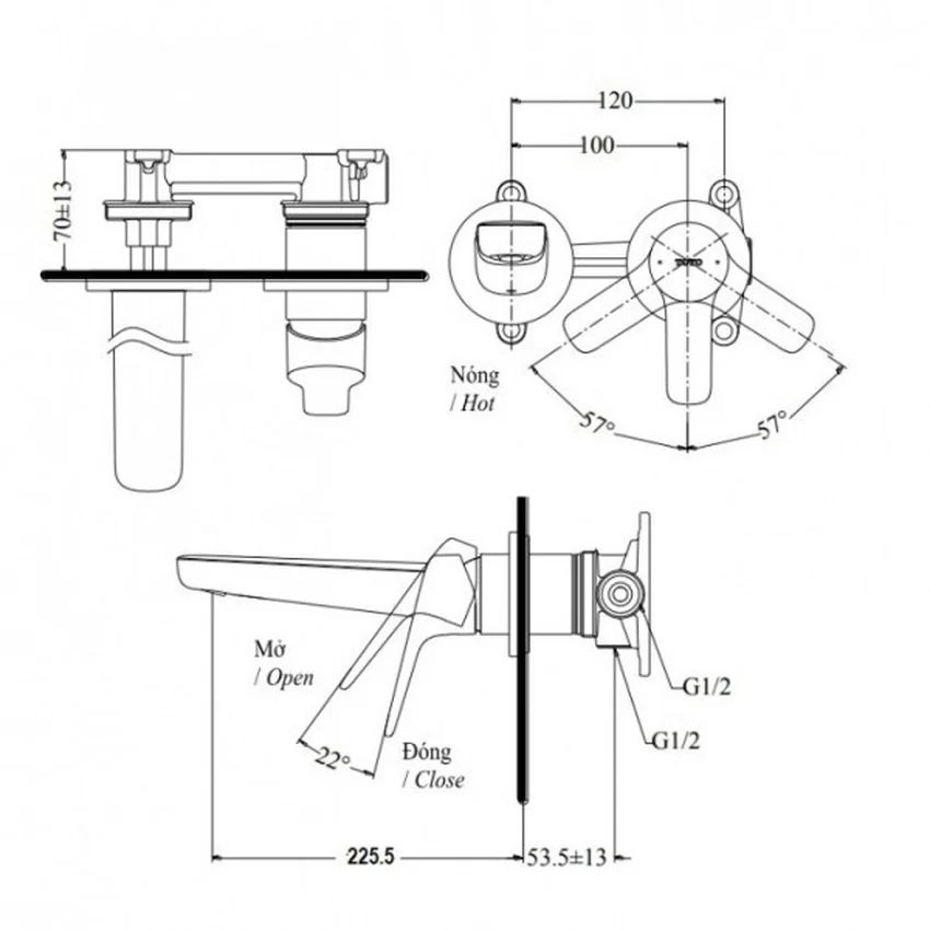 Vòi lavabo nóng lạnh gắn tường GS TOTO TLG03308BB (TLG03308B) 8 Vòi lavabo nóng lạnh gắn tường GS TOTO TLG03308BB (TLG03308B)