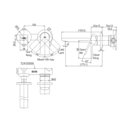 Vòi lavabo nóng lạnh gắn tường GT TOTO TLG13307A
