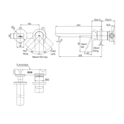 Vòi lavabo nóng lạnh gắn tường GT TOTO TLG13308A