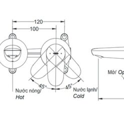 Vòi lavabo nóng lạnh gắn tường LF TOTO TLS04308B