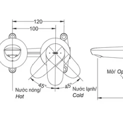 Vòi lavabo nóng lạnh gắn tường LF TOTO TLS04308B