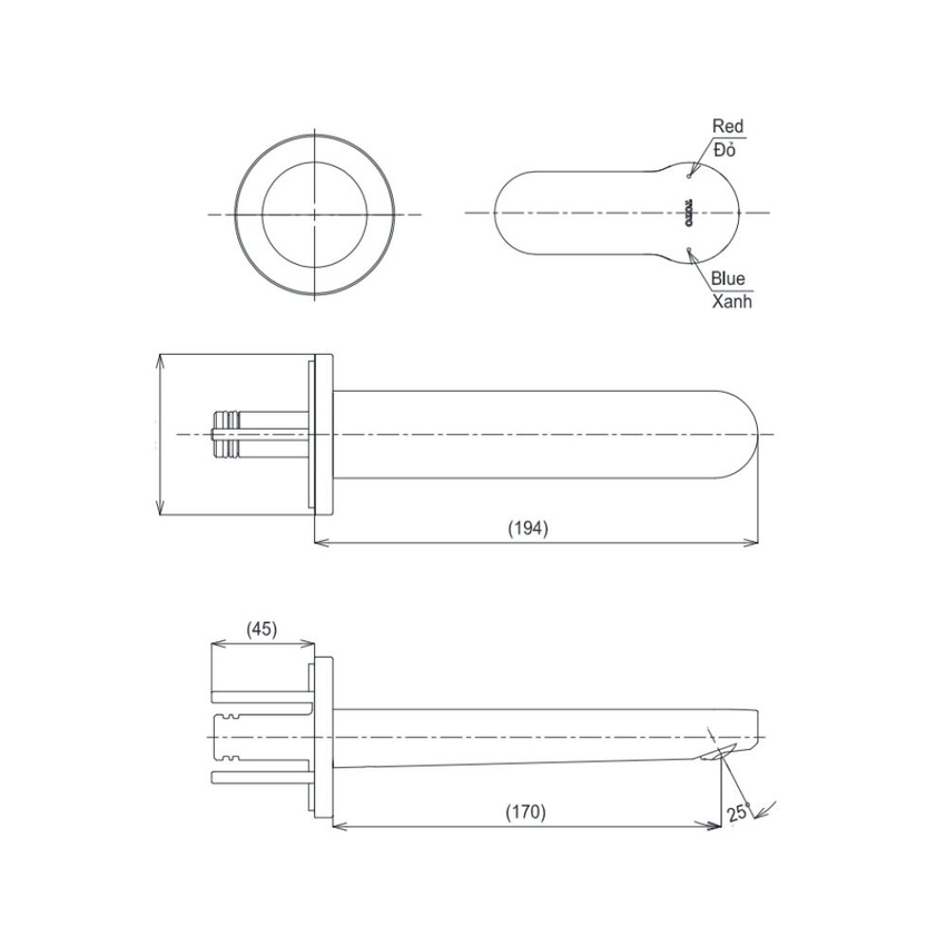 Vòi lavabo nóng lạnh gắn tường LH TOTO TLS06307A/TLS01309B1