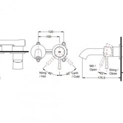 Vòi lavabo nóng lạnh gắn tường LN TOTO TLS02307B