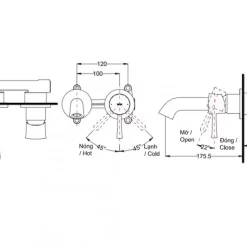 Vòi lavabo nóng lạnh gắn tường LN TOTO TLS02307B