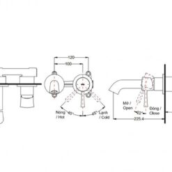 Vòi lavabo nóng lạnh gắn tường LN TOTO TLS02308B