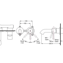 Vòi lavabo nóng lạnh gắn tường LN TOTO TLS02308B 14 Vòi lavabo nóng lạnh gắn tường LN TOTO TLS02308B