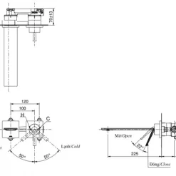 Vòi lavabo nóng lạnh gắn tường ZL TLP02310BA (TLP02310B)