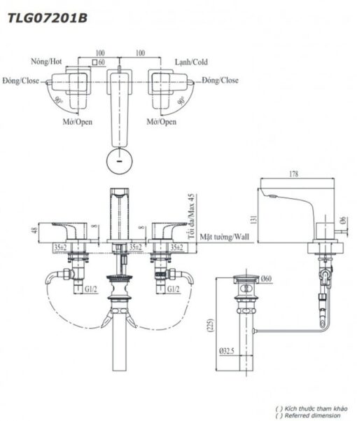 Vòi lavabo nóng lạnh GE TOTO TLG07201BA