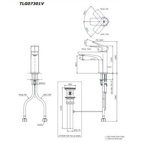 Vòi lavabo nóng lạnh GE TOTO TLG07301V