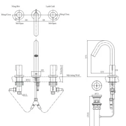 Vòi lavabo nóng lạnh GF TOTO TLG11201B