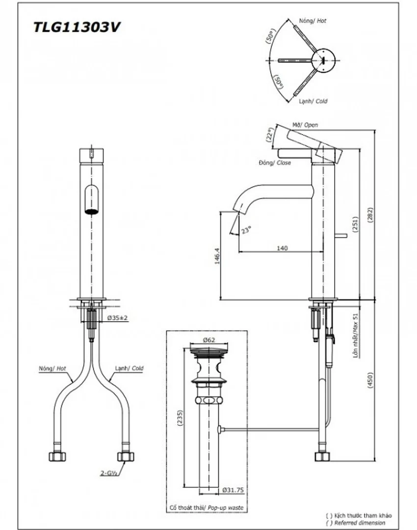 Dễ lắp đặt - Vòi lavabo nóng lạnh GF TOTO TLG11303V Vòi lavabo nóng lạnh GF TOTO TLG11303V dễ lắp đặt