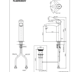 Vòi lavabo nóng lạnh GM TOTO TLG09303V 22 Vòi lavabo nóng lạnh GM TOTO TLG09303V