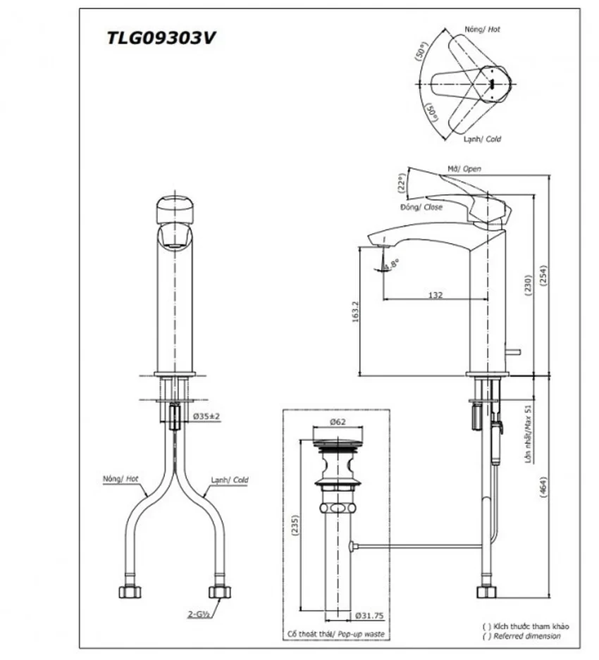 Vòi lavabo nóng lạnh GM TOTO TLG09303V 9 Vòi lavabo nóng lạnh GM TOTO TLG09303V