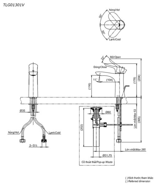 Vòi lavabo nóng lạnh GO TOTO TLG01301V